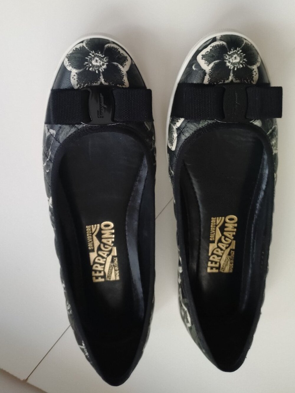 Ferragamo Rufina Floral Quilted Leather Ballerina Sneaker Flats 9C - Picture 11 of 13